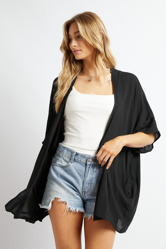 Davi &amp; Dani Favorite Solid Kimono Cardigan