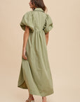 Annie Wear Smocked Puff Sleeve Midi Dress