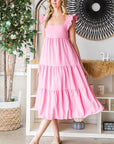 Reborn J Ruffled Sleeveless Tiered Midi Dress