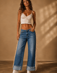 GJG Denim Canyon Cowgirl Fringe Wide Leg Jeans