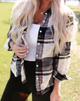 Women Distressed Raw Edge Plaid Print Shirt