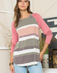 Celeste Full Size Striped Contrast Long Sleeve T-Shirt