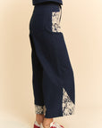 Davi & Dani Lace Applique Wide Leg Jeans