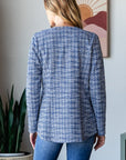 Heimish Full Size Houndstooth Tweed Open Front Blazer