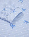 Polka Dot Bow Corded Knit Top and Shorts Set