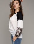 Leopard Print Color Block Top