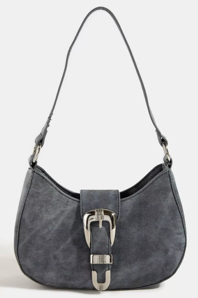 Fame Buckle Detail Hobo Shoulder Bag