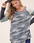 e Luna PLUS Camouflage Color Block Top