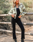 Floral Zip-Up Contrast Collared Jacket