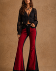 GJG Denim Velvet Riot Bell Bottom Jeans — Black & Lipstick Red