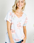 e Luna PLUS Triblend Floral V-Neck Top