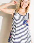 e Luna Striped Floral Mix Tank