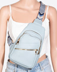 Fame PU Leather Chevron Strap Crossbody Bag