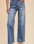 Annie Wear Decorative Seams Wide Leg Jeans