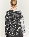 Jade By Jane Heart Paisley Color Block Cardigan