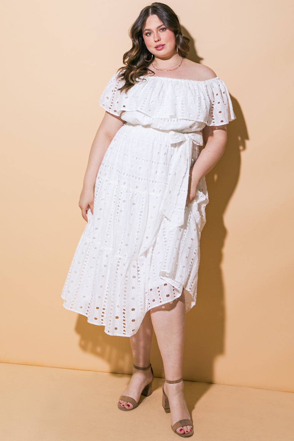 Flying Tomato Catching My Breath Eyelet Midi Dress