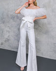 Flying Tomato A Power Mood White Denim Jumpsuit