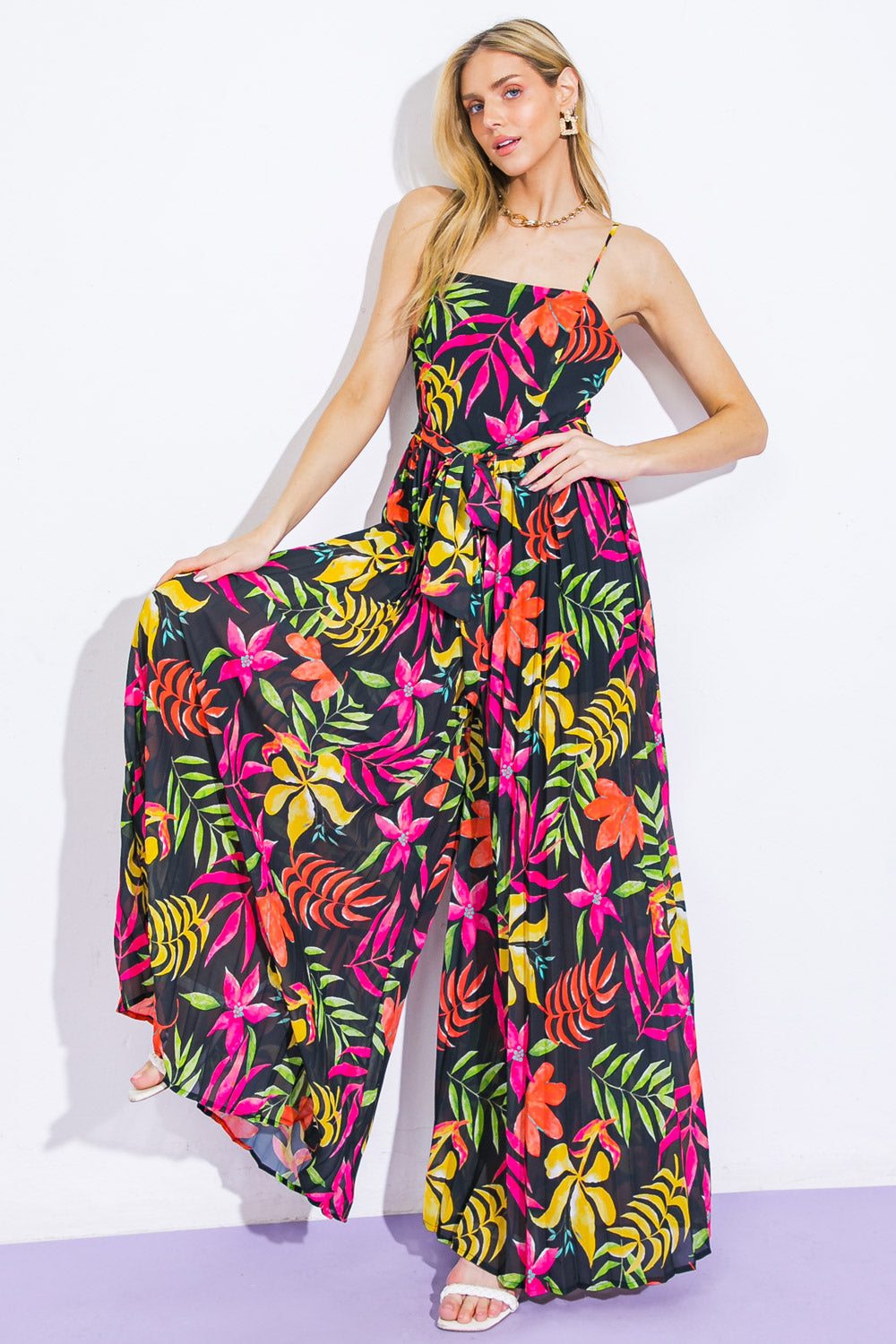 Flying Tomato Blossoming with Joy Woven Jumpsuit