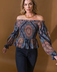 Flying Tomato Boho Rainbow Woven Top