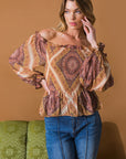 Flying Tomato Boho Rainbow Woven Top