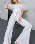 Flying Tomato A Power Mood White Denim Jumpsuit