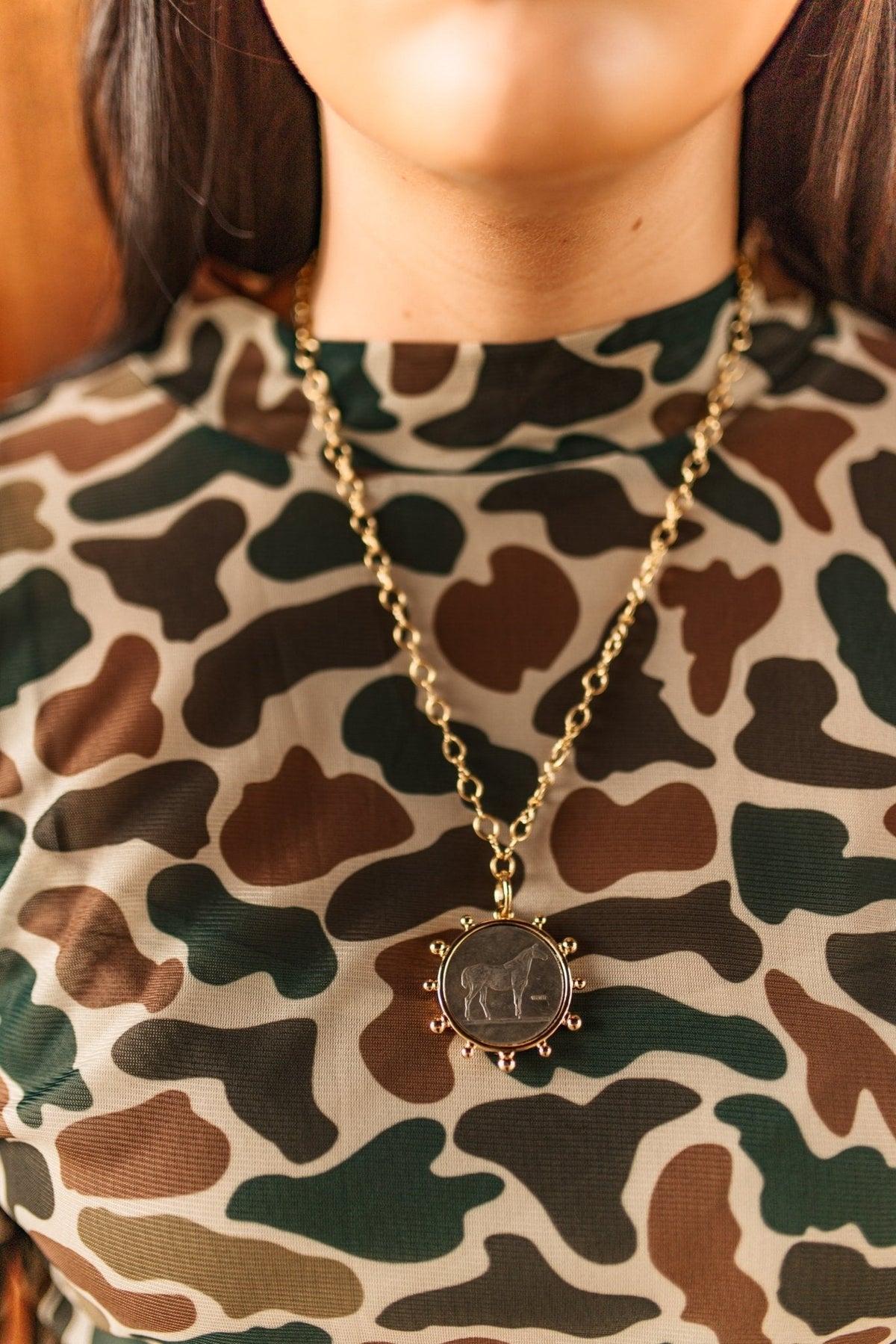 Wild Junkie | Gold Horse Coin Pendant Necklace