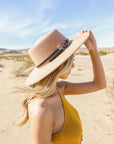 Wide Brim Western Hat with Gold Ring Buckle