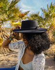 Wide Brim Western Hat with Gold Ring Buckle
