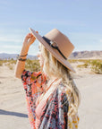 Wide Brim Western Hat with Gold Ring Buckle