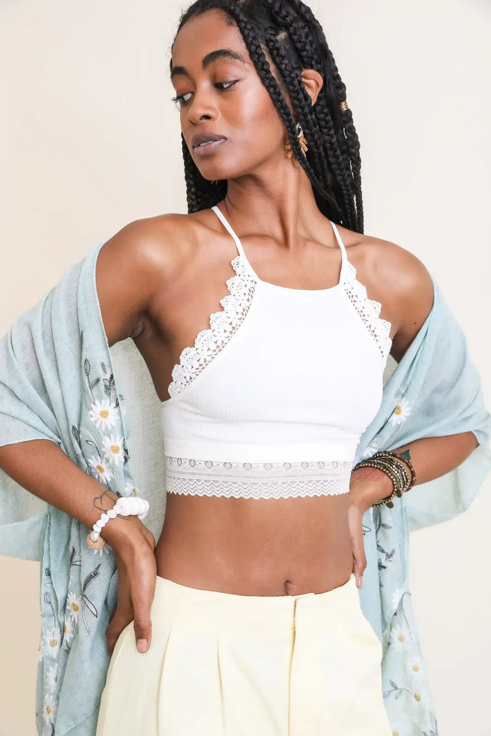 High Neck Crochet Lace Bralette