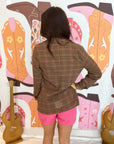 Preptastic Brown Pink Plaid Blazer