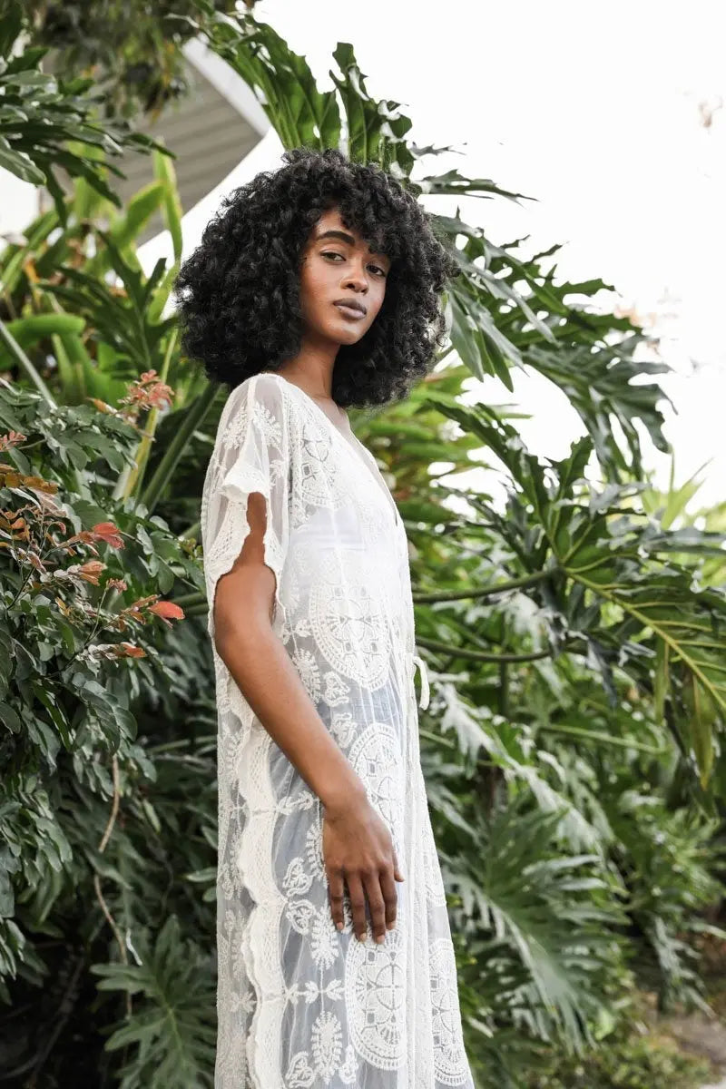 Mandala Lace Longline Duster Kimono