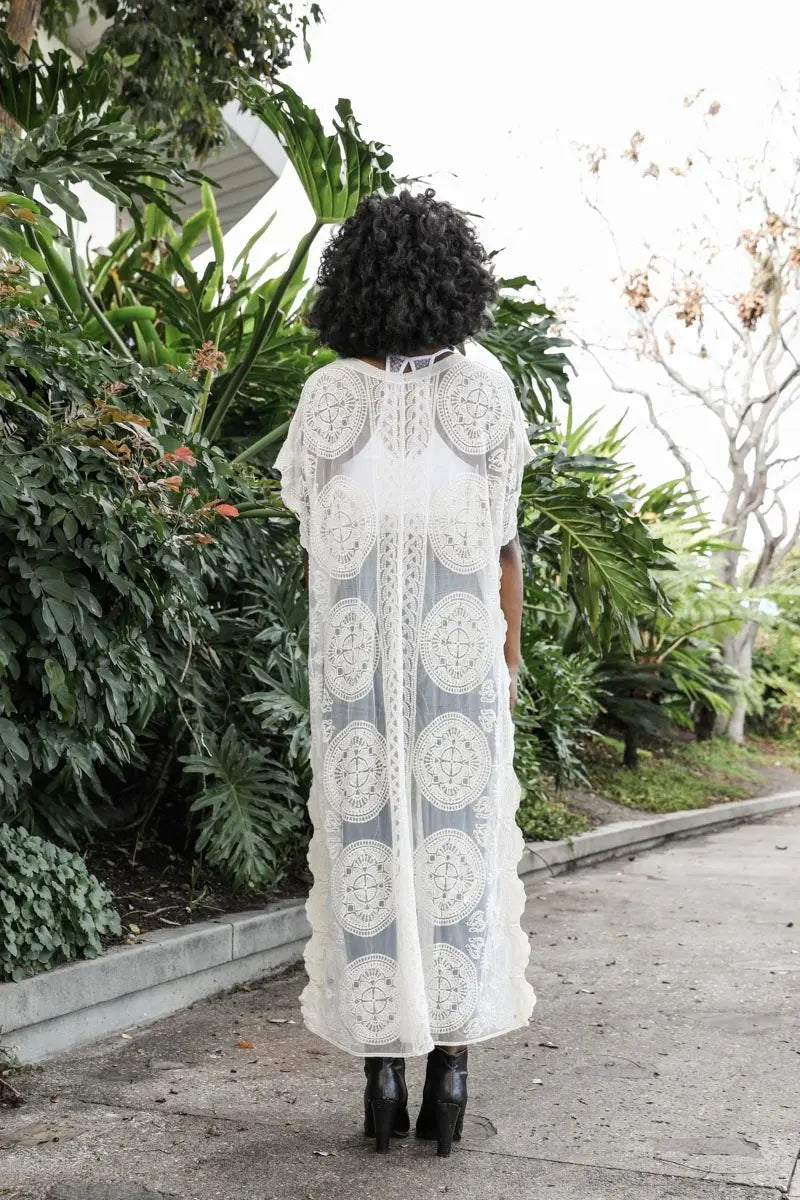 Mandala Lace Longline Duster Kimono