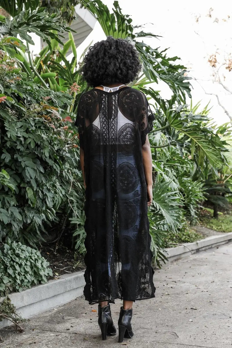Mandala Lace Longline Duster Kimono