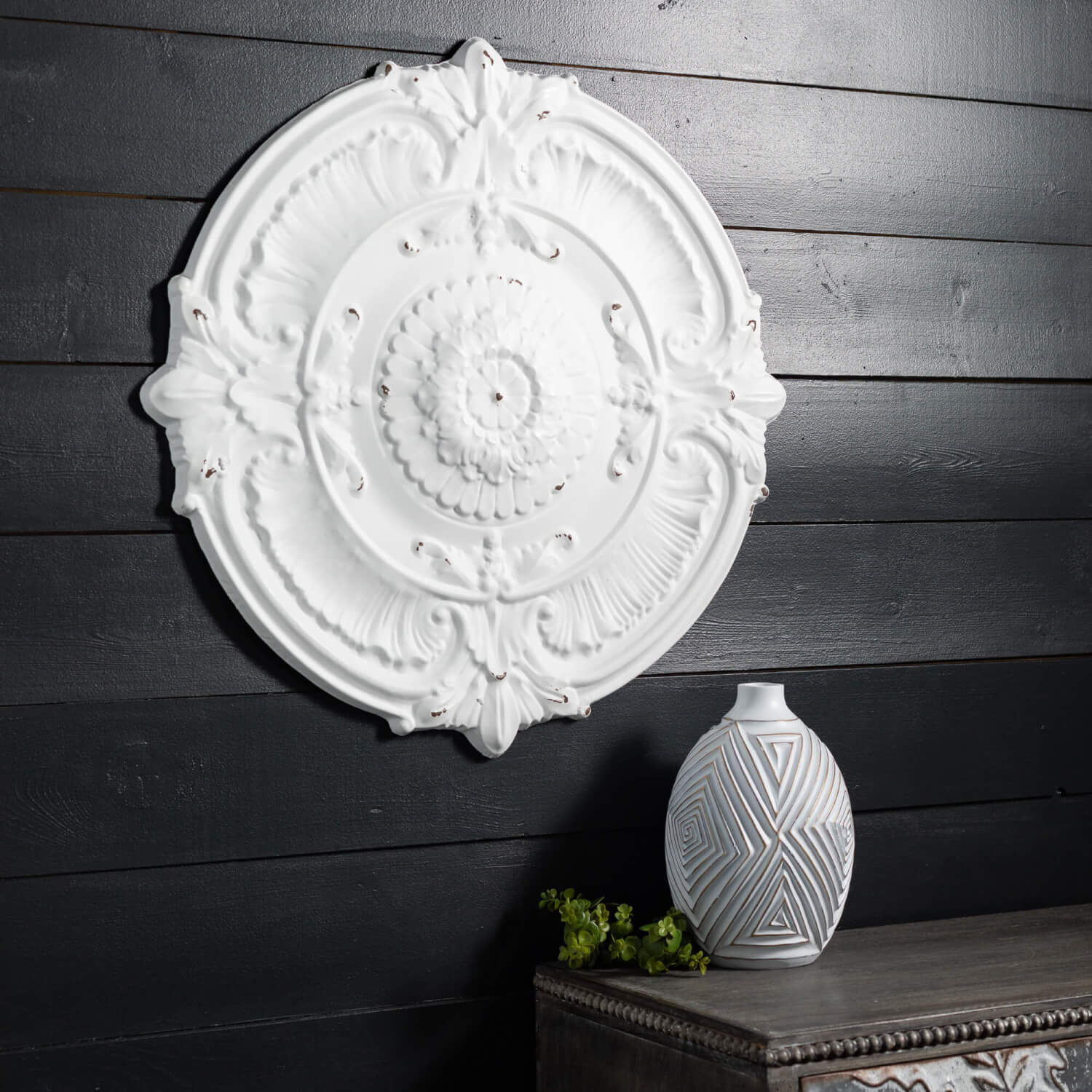 Brushed White Wall Medallions - Online Only