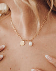 Not-Your-Average Pearl Chain and Disc Charm Necklace *WATERPROOF*