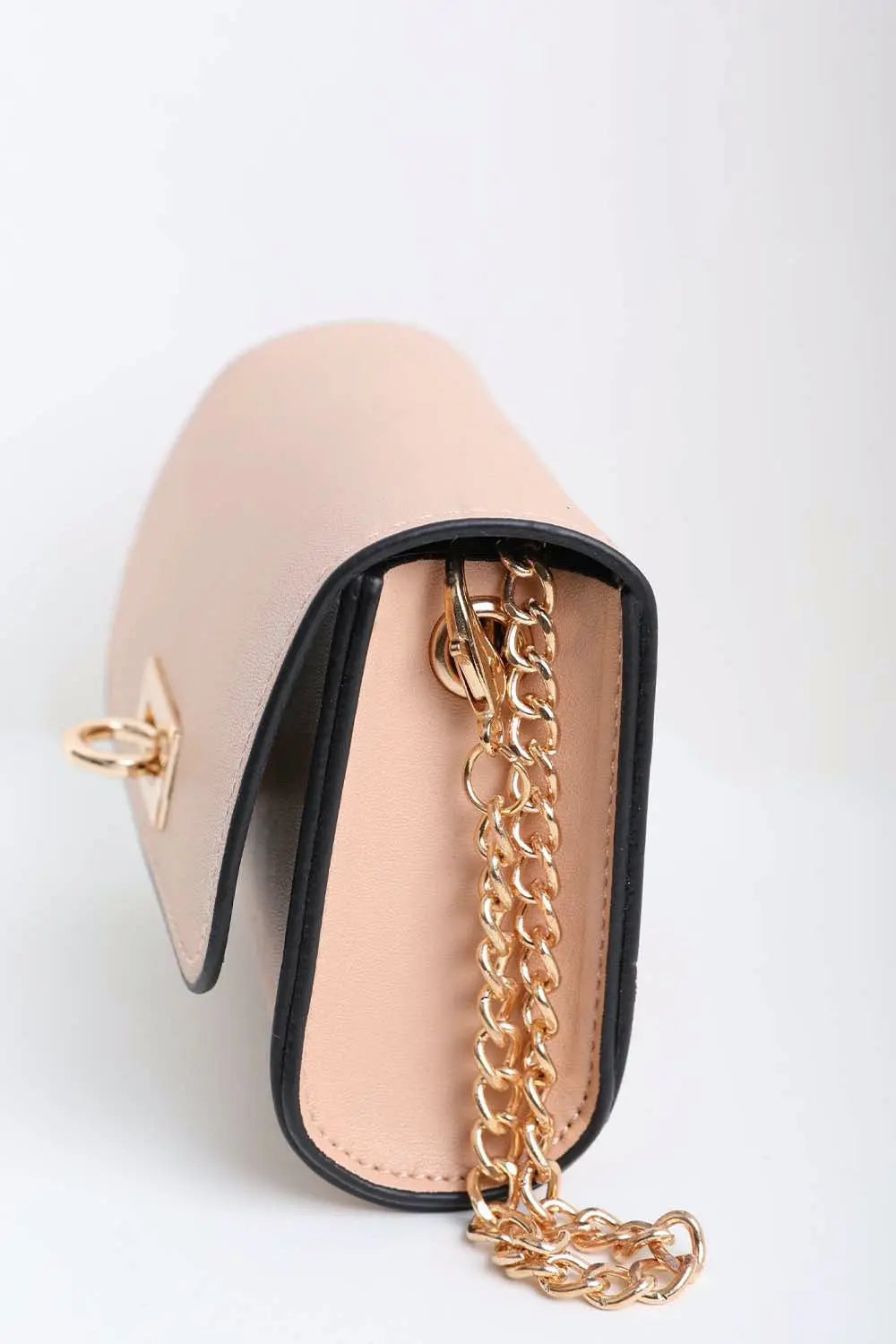 Mini Faux Leather Belt Bag with Gold Chain