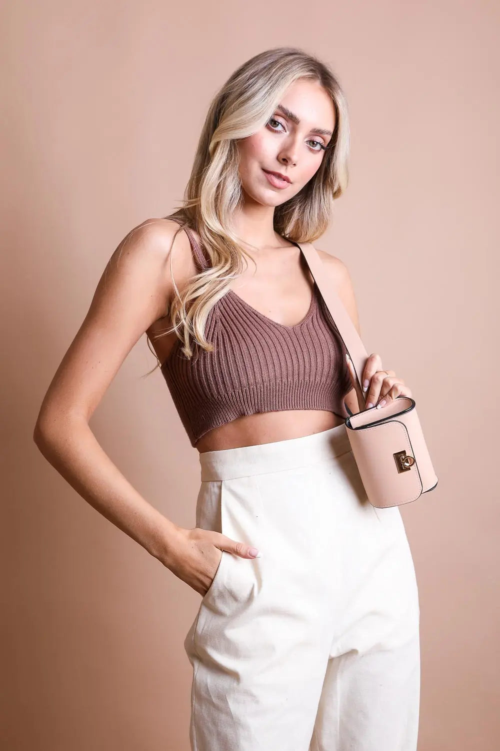 Mini Faux Leather Belt Bag with Gold Chain