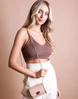 Mini Faux Leather Belt Bag with Gold Chain