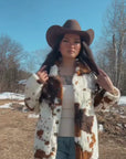 Miss Sparkling | Cow Print Sherpa Jacket