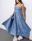 Flying Tomato Captivating Heart Denim Midi Dress