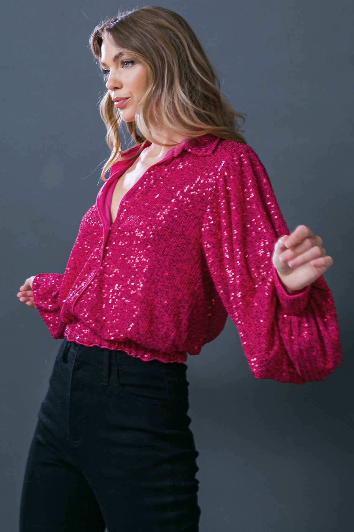 Flying Tomato Freedom Calls Sequin Top