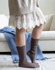 Shell Stitch Knit Crew Socks – Cozy Textured Boot Socks