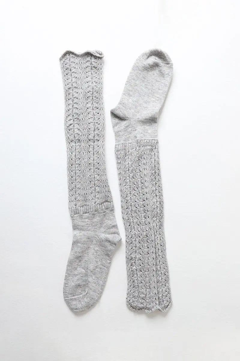 Shell Stitch Knit Crew Socks – Cozy Textured Boot Socks