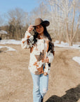 Miss Sparkling | Cow Print Sherpa Jacket
