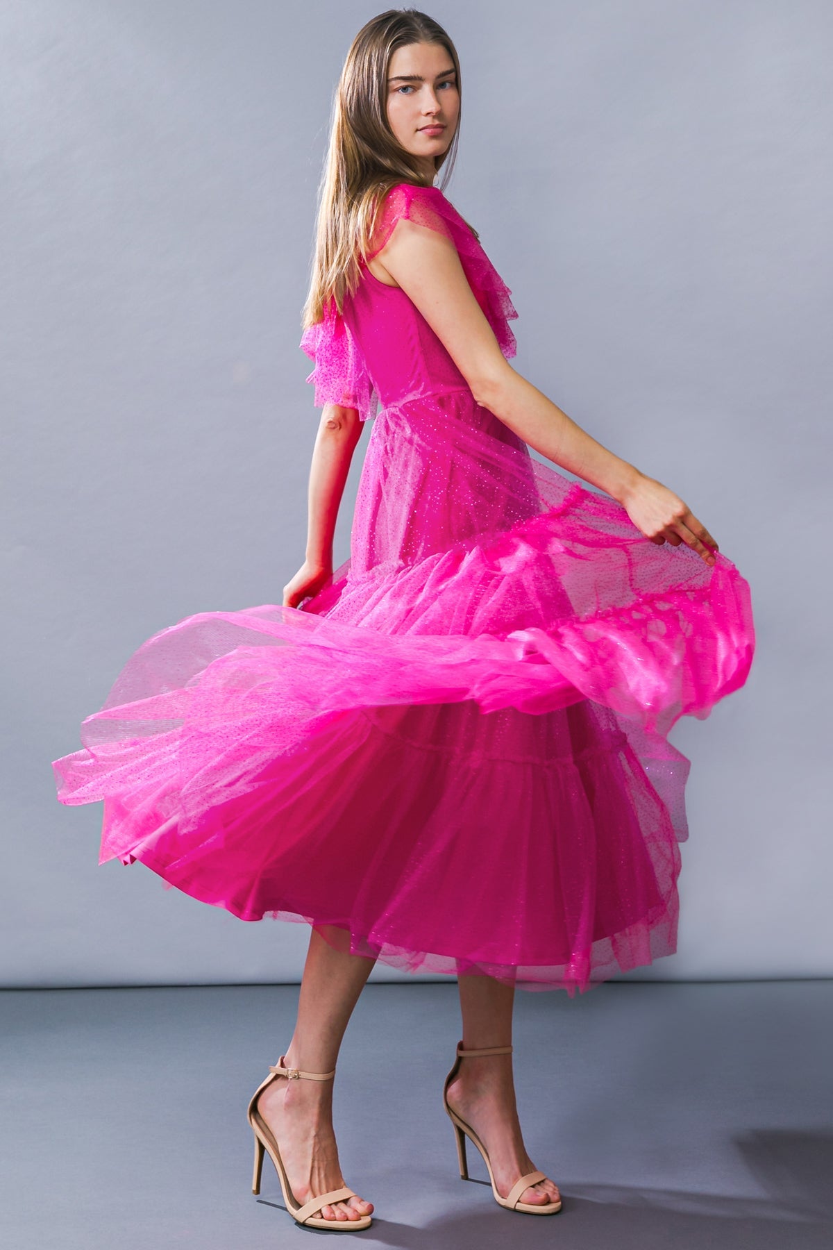 Flying Tomato Get To The Point Tulle Midi Dress