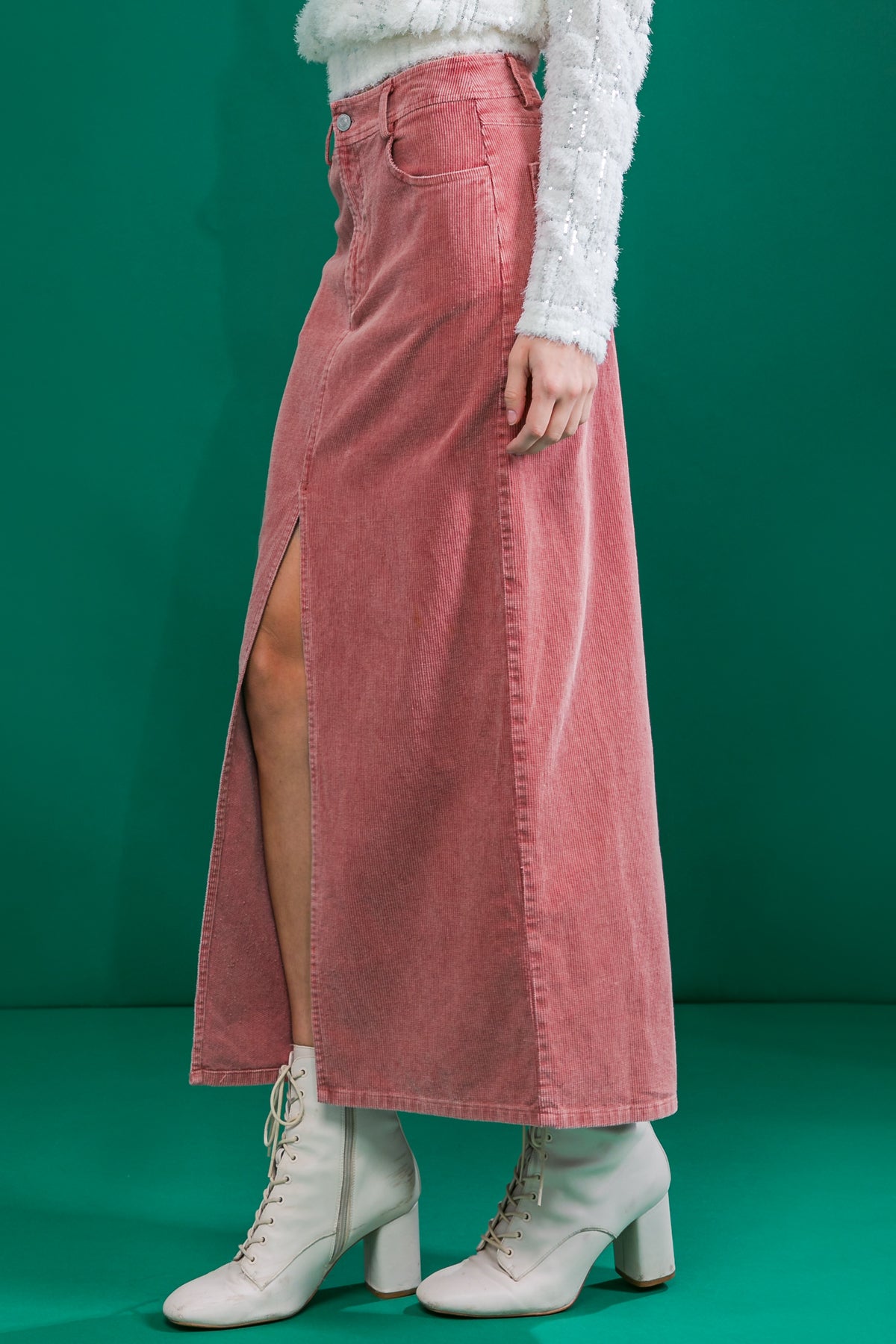 Flying Tomato Perfect Pick Corduroy Midi Skirt