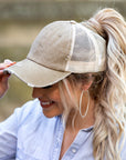 Distressed Messy Bun Hat Cap