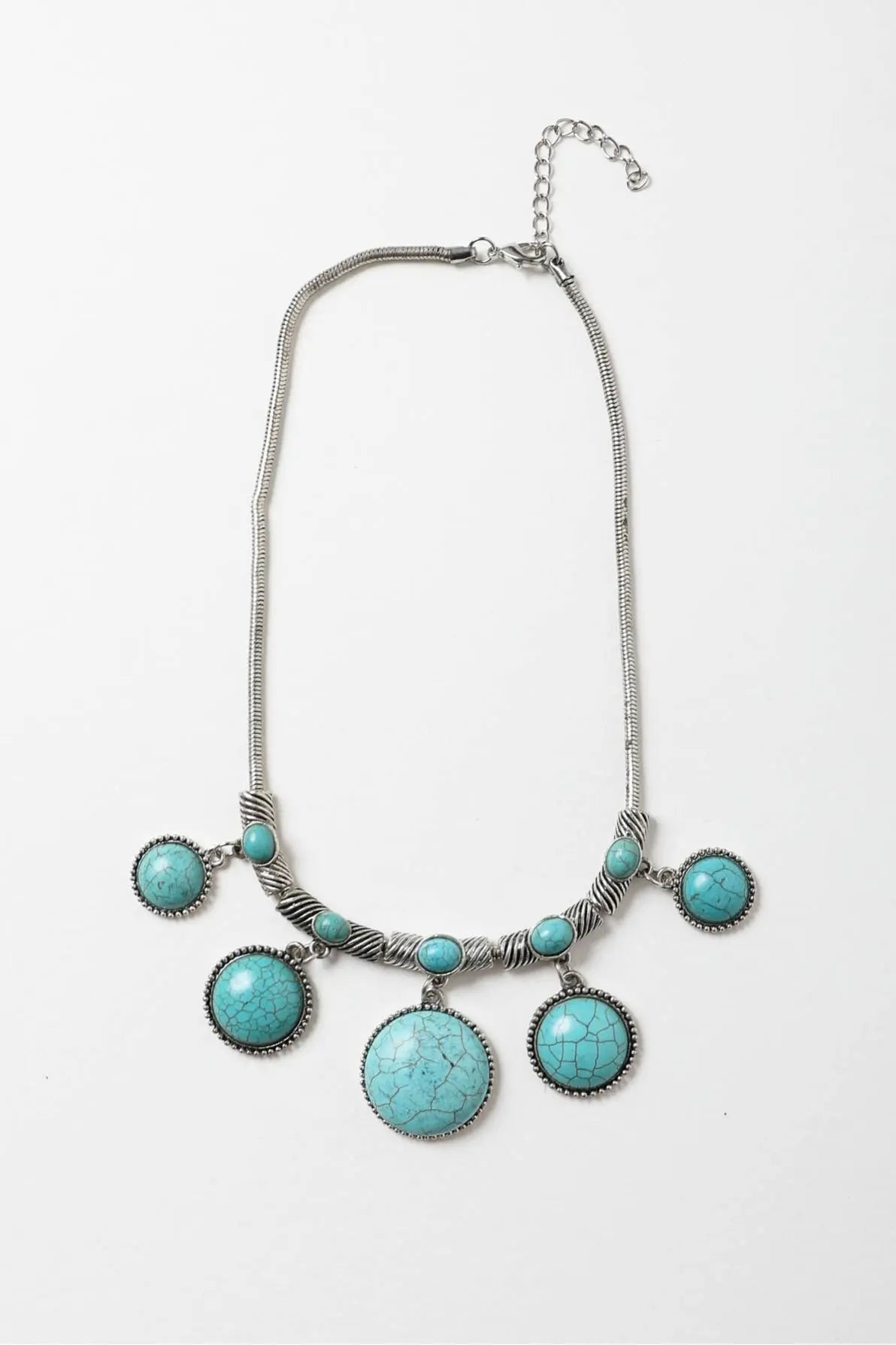 Turquoise Stone Look Charm Necklace