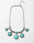 Turquoise Stone Look Charm Necklace